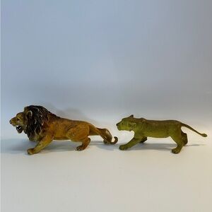 VTG AAA Lion and Lioness Pair Rubber Animals‎ Figure Toy